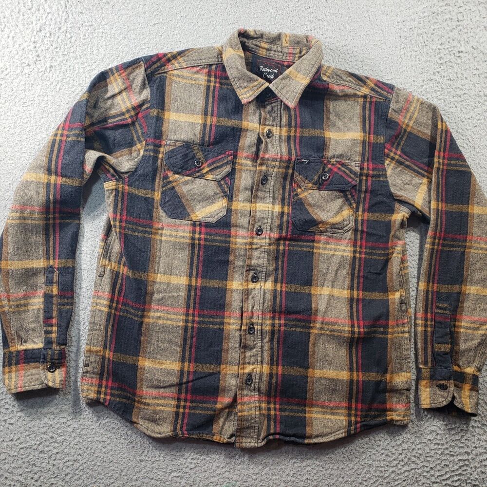 Redwood Creek Shirt Men's Large Flannel Button Up Plaid Shacket Cotton Western